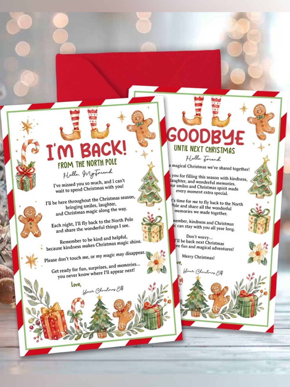 Christmas Elf Letter Set - I’m Back and Goodbye Family Holidays Party